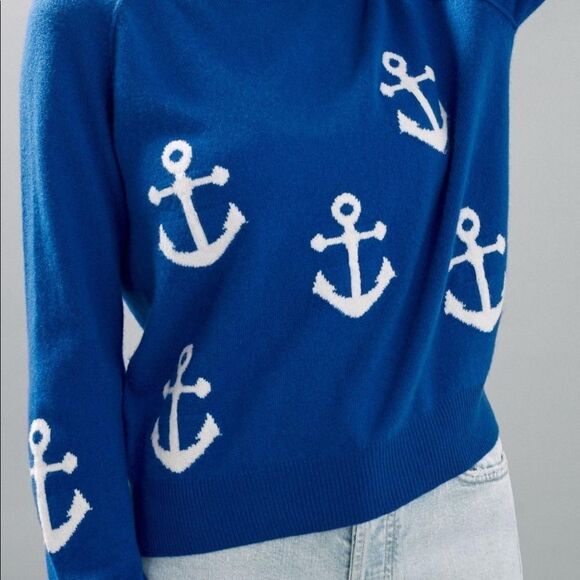 NWT Anthropologie Brodie Anchors Away Cashmere Sweater Medium B-1148 - Picture 5 of 6